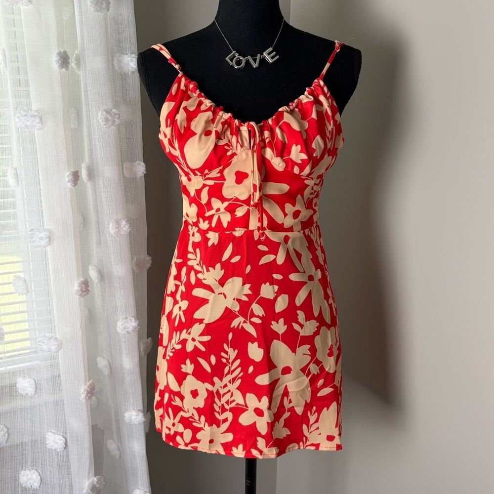 RESA Juniper Frida Red and Cream Floral Mini Dress Size XS‎